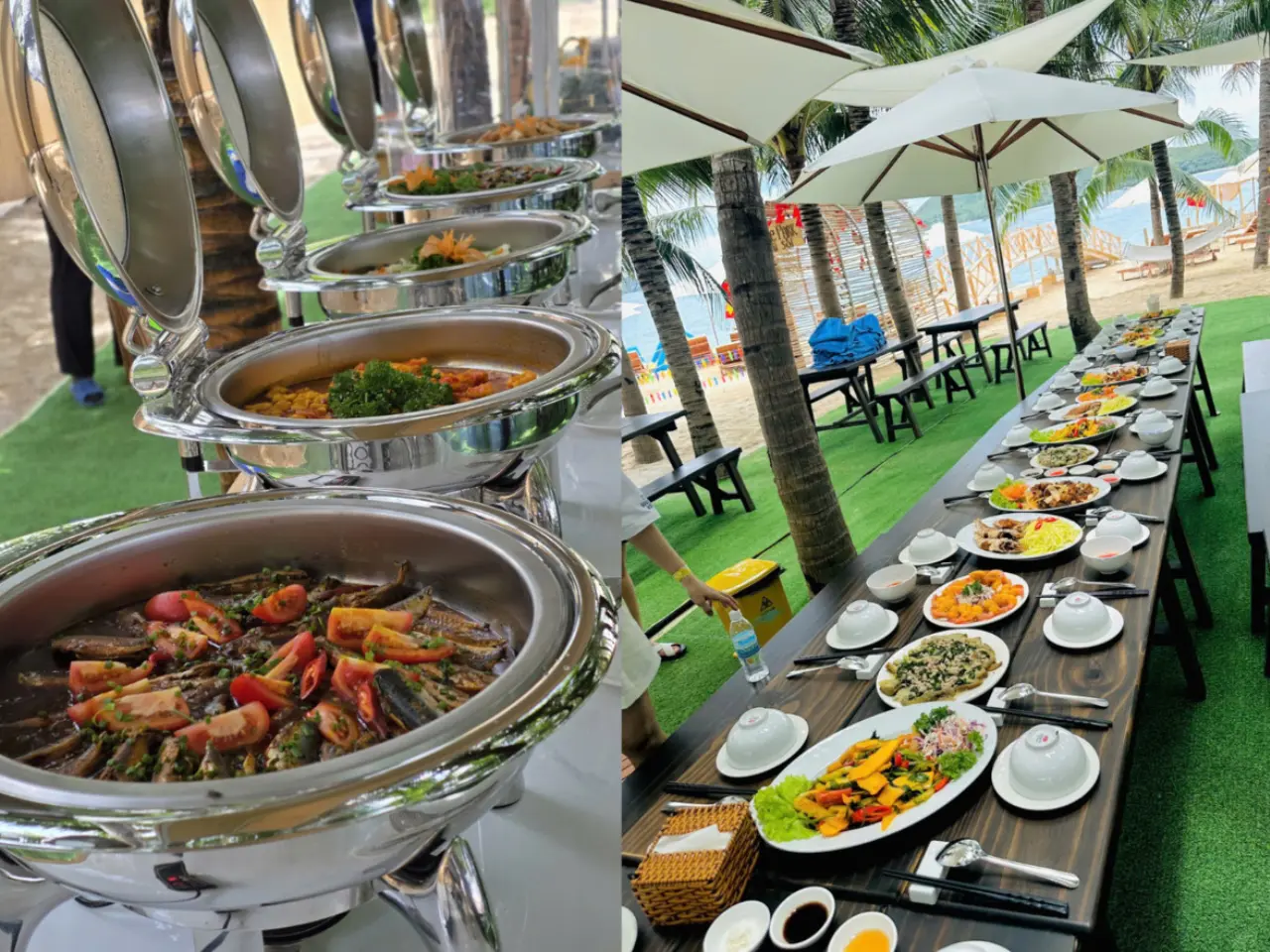 Ẩm thực Bãi Sỏi Nha Trang Set ăn trưa hải sản phục vụ tại nhà hàng trong khu du lịch Bãi Sỏi Nha Trang