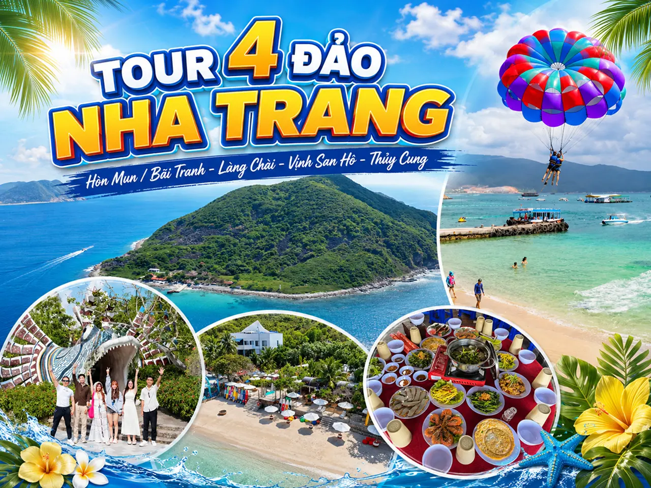 Tour 4 Đảo Nha Trang: Hòn Mun/ Bãi Tranh – Làng Chài – Vịnh San Hô – Thủy Cung