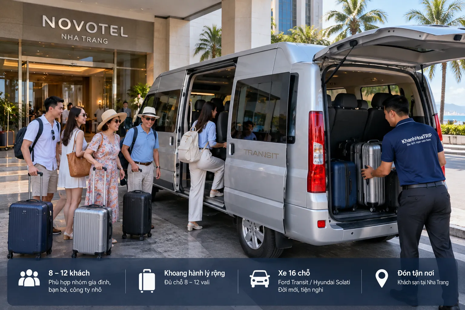 Khoang hành khách xe 16 chỗ tại Nha Trang Nội thất xe 16 chỗ phục vụ nhóm nhỏ tại Nha Trang
